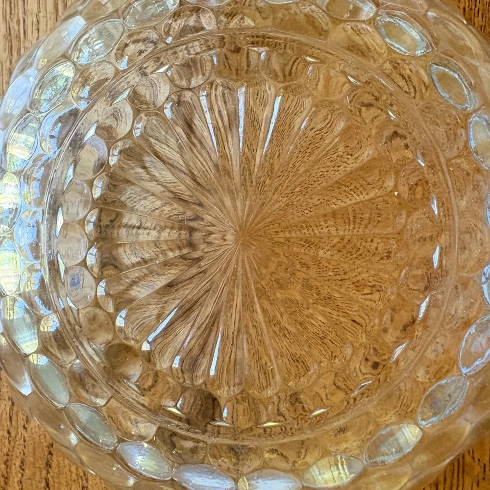 Vintage Glass Bubble Bowl- hint of blue-